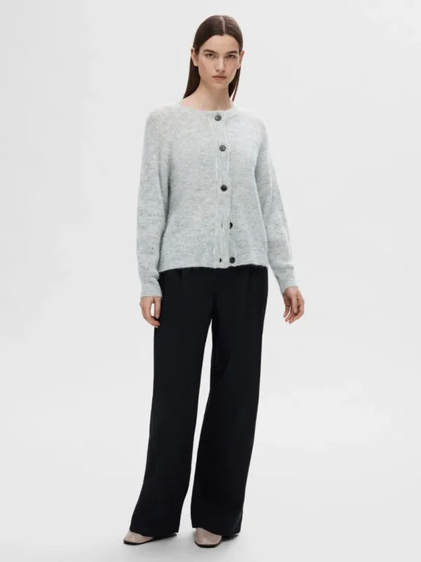 Strik>SELECTED LANGÆRMET CARDIGAN Grey