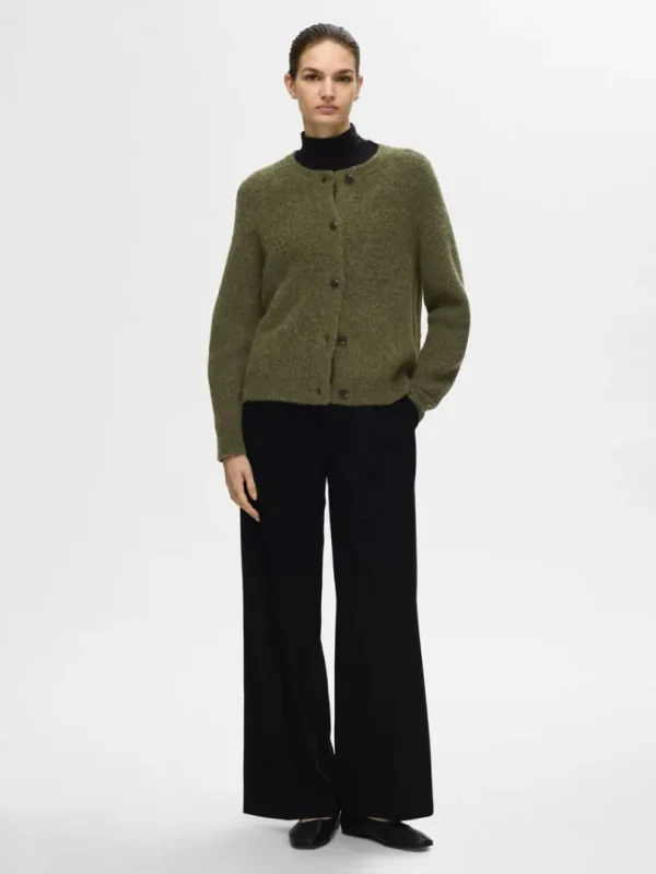 Strik>SELECTED LANGÆRMET CARDIGAN Green