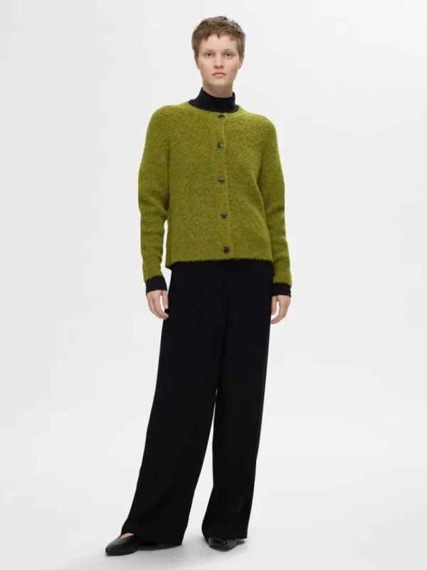 Strik>SELECTED LANGÆRMET CARDIGAN Green