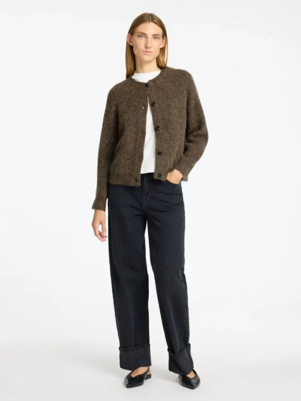 Strik>SELECTED LANGÆRMET CARDIGAN Brown