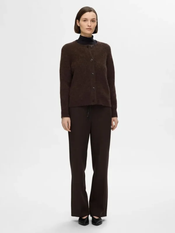 Strik>SELECTED LANGÆRMET CARDIGAN Brown
