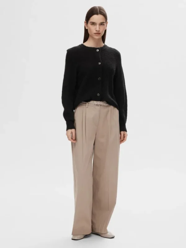 Strik>SELECTED LANGÆRMET CARDIGAN Black