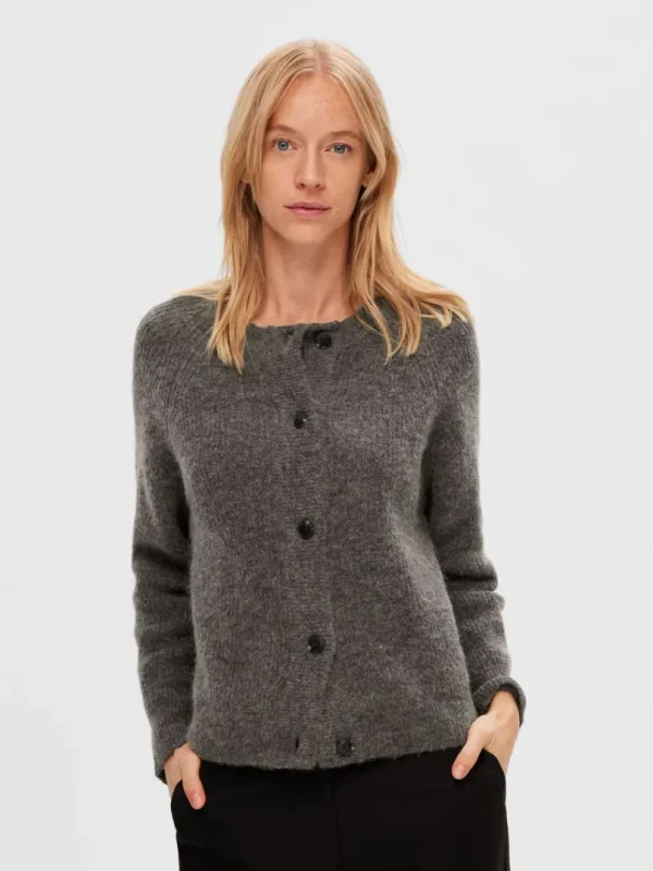 Strik>SELECTED LANGÆRMET CARDIGAN Grey