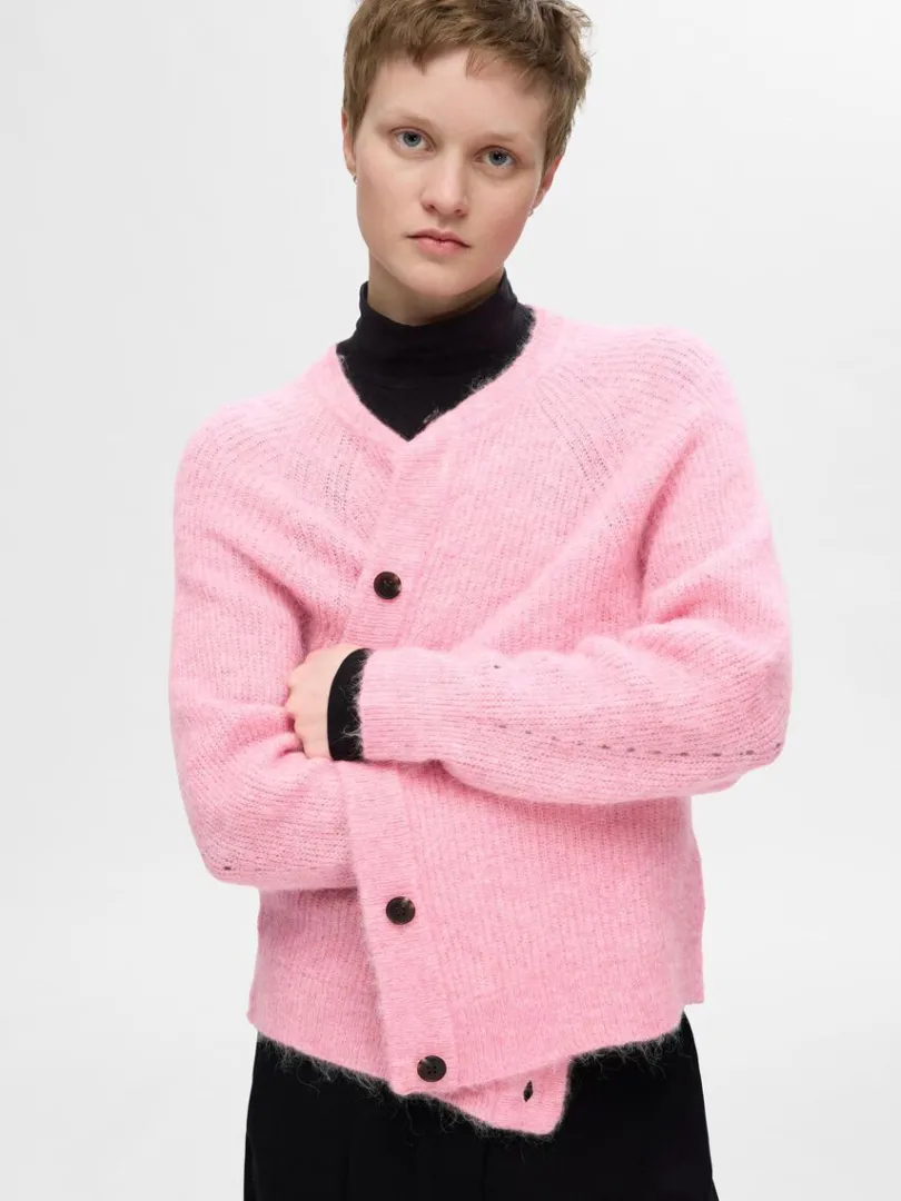 langrmet_cardigan_2-5.webp Strik>SELECTED LANGÆRMET CARDIGAN Pink