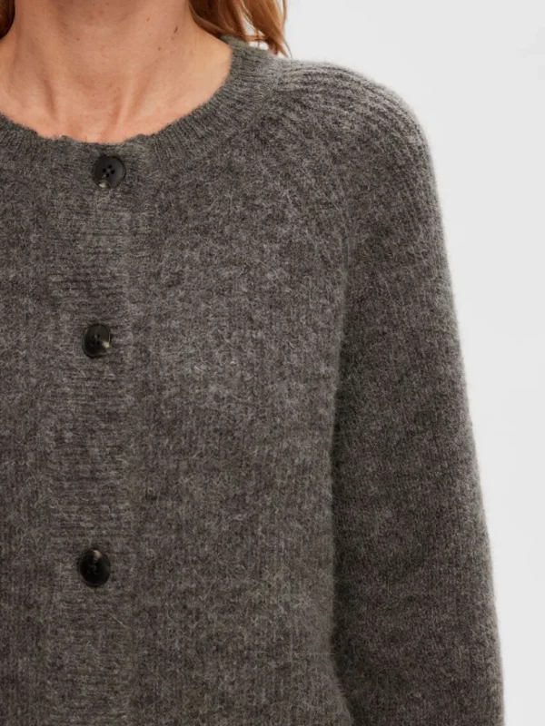 Strik>SELECTED LANGÆRMET CARDIGAN Grey