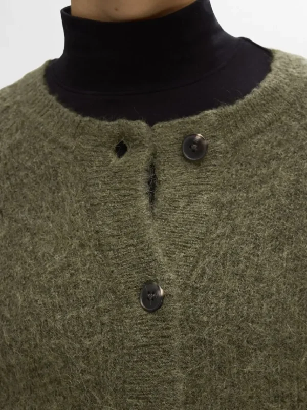 Strik>SELECTED LANGÆRMET CARDIGAN Green
