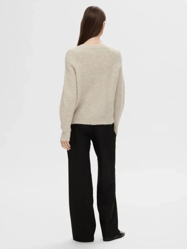 Strik>SELECTED LANGÆRMET CARDIGAN Beige
