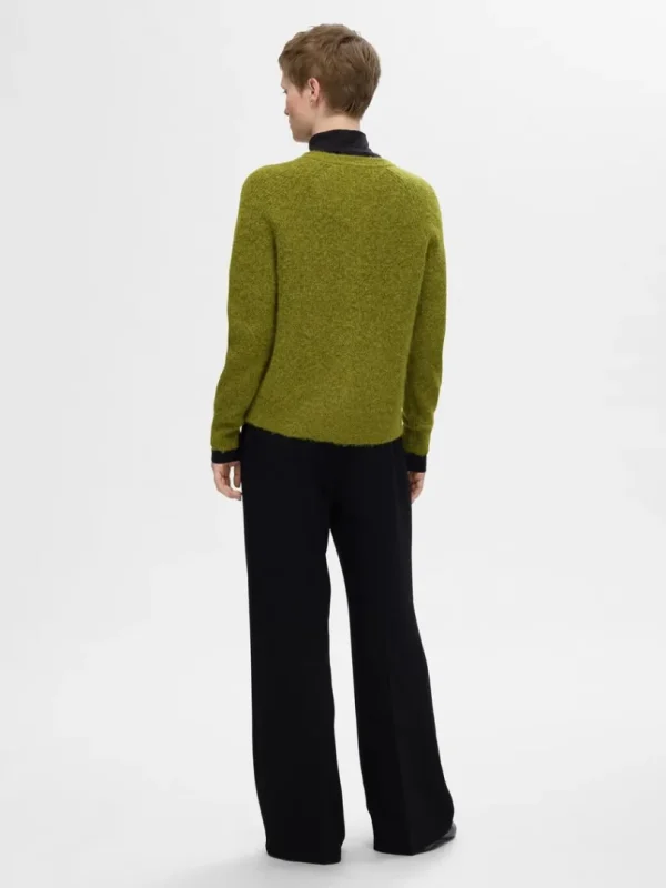 Strik>SELECTED LANGÆRMET CARDIGAN Green