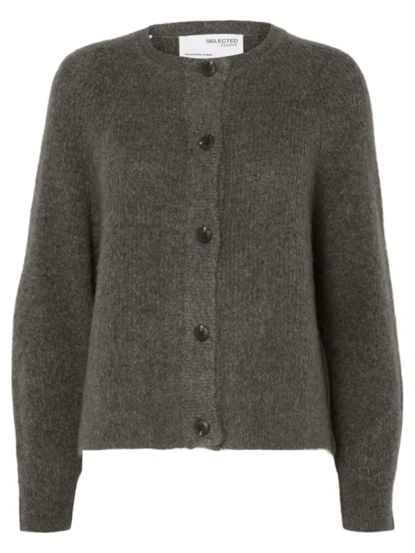 Strik>SELECTED LANGÆRMET CARDIGAN Grey