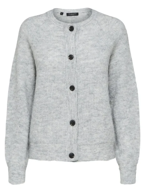 Strik>SELECTED LANGÆRMET CARDIGAN Grey