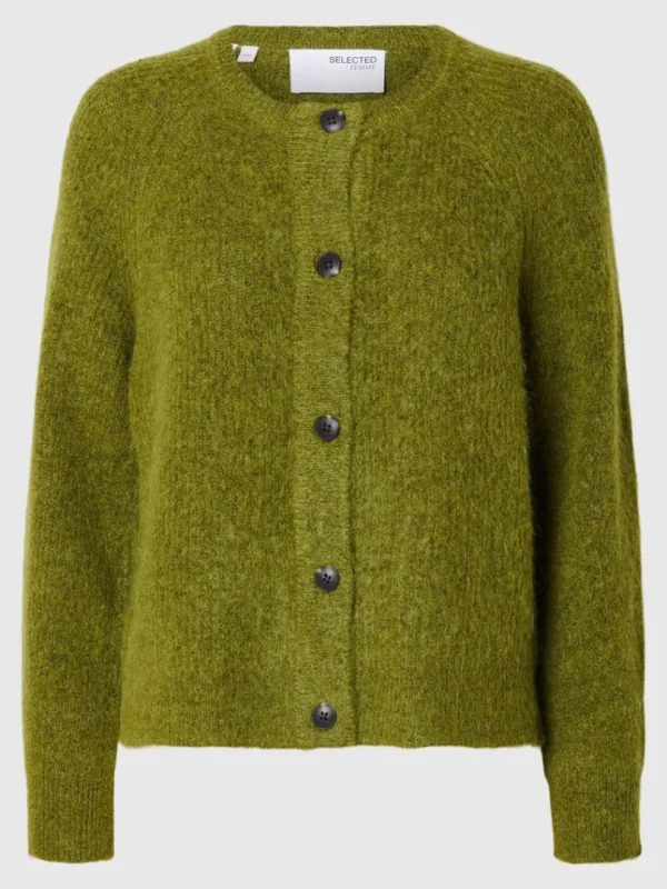 Strik>SELECTED LANGÆRMET CARDIGAN Green