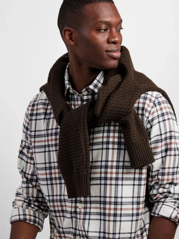 Skjorter>SELECTED LANGÆRMET FLANNEL SKJORTE Beige