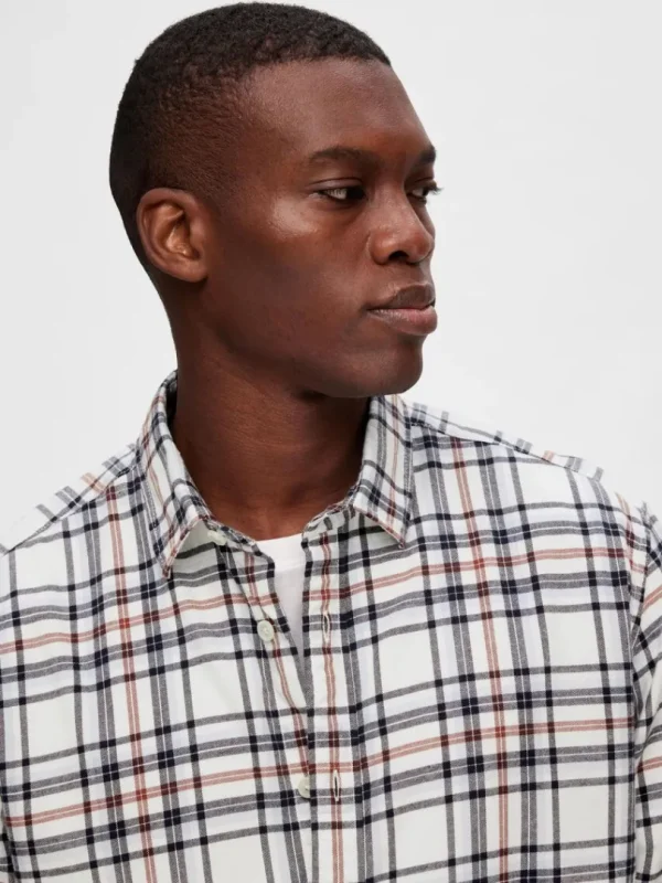 Skjorter>SELECTED LANGÆRMET FLANNEL SKJORTE Beige