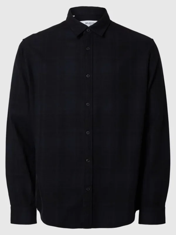 Skjorter>SELECTED LANGÆRMET FLANNEL-SKJORTE Black