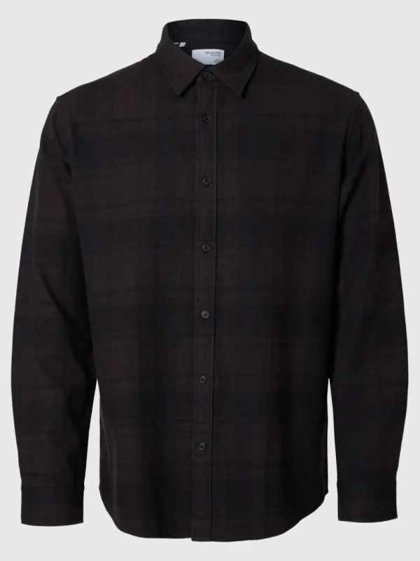 Skjorter>SELECTED LANGÆRMET FLANNEL-SKJORTE Brown