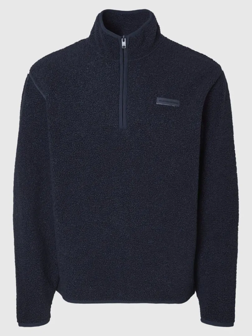 langrmet_fleece_med_halv__3.webp Hættetrøjer & Sweatshirts>SELECTED LANGÆRMET FLEECE MED HALV LYNLÅS Blue