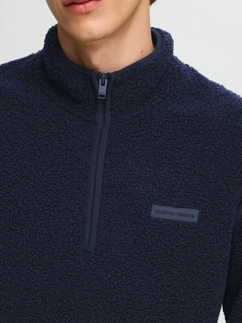 langrmet_fleece_med_halv__4.webp Hættetrøjer & Sweatshirts>SELECTED LANGÆRMET FLEECE MED HALV LYNLÅS Blue