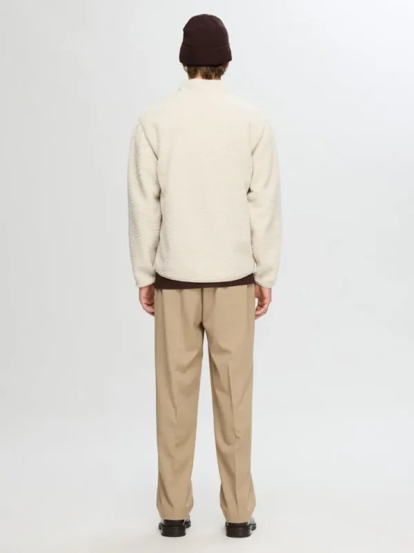 Hættetrøjer & Sweatshirts>SELECTED LANGÆRMET FLEECE MED HALV LYNLÅS Beige