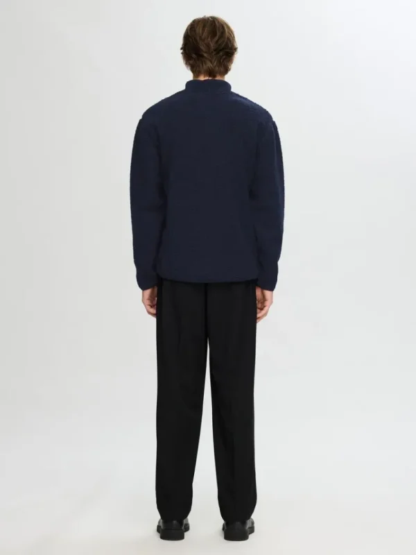 Hættetrøjer & Sweatshirts>SELECTED LANGÆRMET FLEECE MED HALV LYNLÅS Blue
