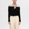 Toppe Og Bluser>SELECTED LANGÆRMET OFF-SHOULDER TOP Black