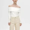 Toppe Og Bluser>SELECTED LANGÆRMET OFF-SHOULDER TOP White