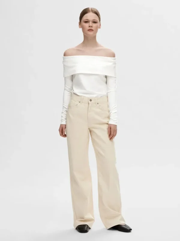 Toppe Og Bluser>SELECTED LANGÆRMET OFF-SHOULDER TOP White
