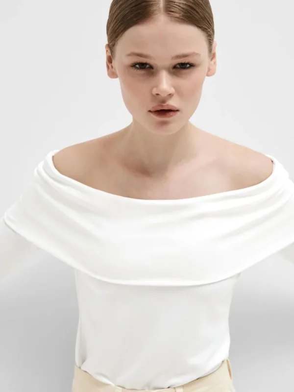Toppe Og Bluser>SELECTED LANGÆRMET OFF-SHOULDER TOP White