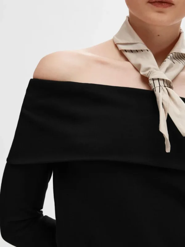 Toppe Og Bluser>SELECTED LANGÆRMET OFF-SHOULDER TOP Black