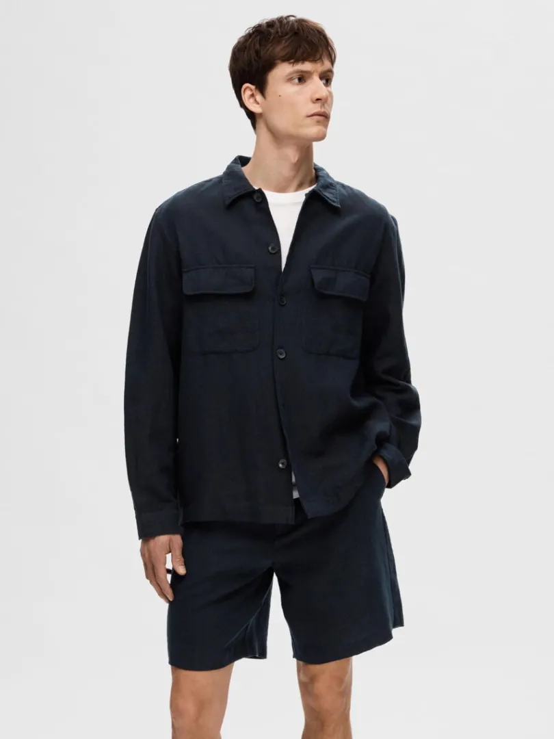 langrmet_overshirt_0-1.webp Overtøj | Skjorter>SELECTED LANGÆRMET OVERSHIRT Blue