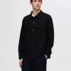 Overtøj | Skjorter>SELECTED LANGÆRMET OVERSHIRT Black