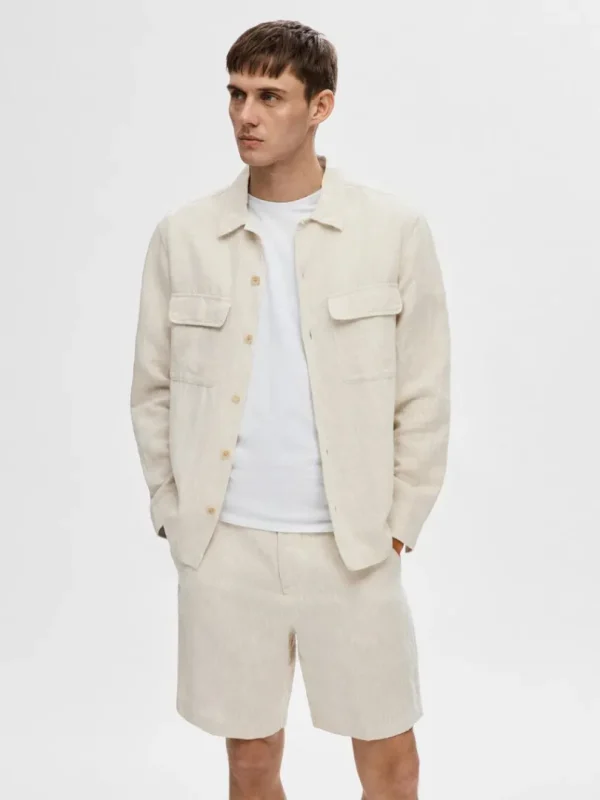 Overtøj | Skjorter>SELECTED LANGÆRMET OVERSHIRT Beige