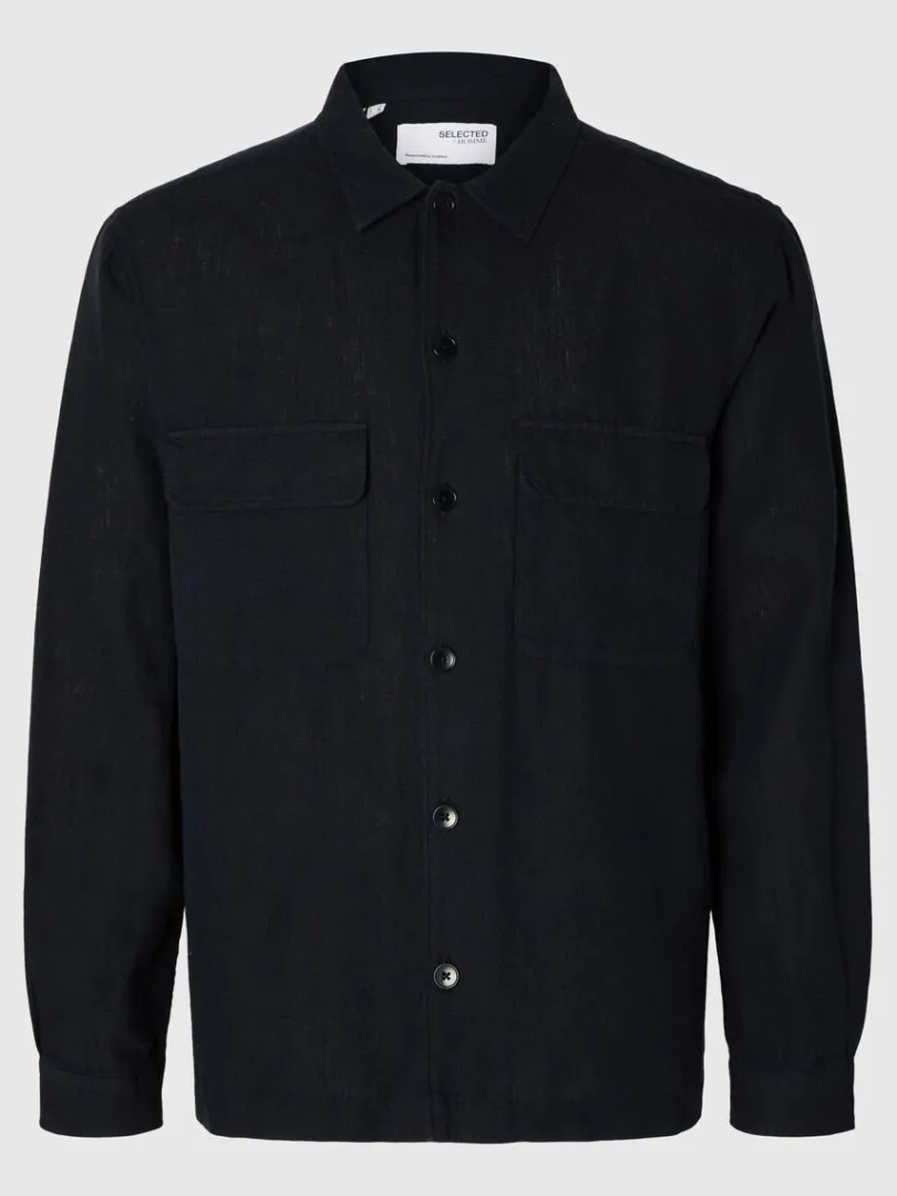 langrmet_overshirt_4-1.webp Overtøj | Skjorter>SELECTED LANGÆRMET OVERSHIRT Blue