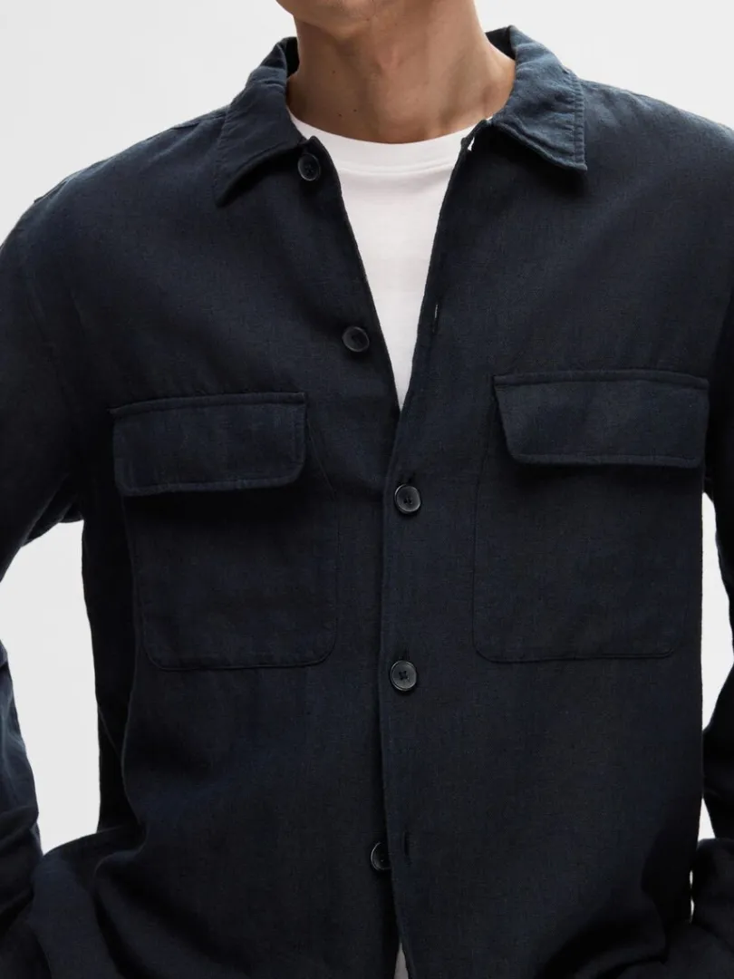langrmet_overshirt_5-1.webp Overtøj | Skjorter>SELECTED LANGÆRMET OVERSHIRT Blue