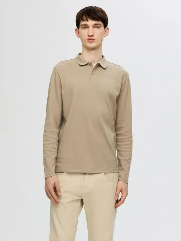 Poloer>SELECTED LANGÆRMET POLO Beige