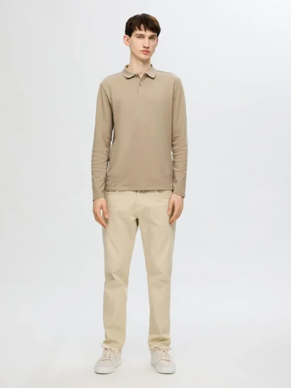 Poloer>SELECTED LANGÆRMET POLO Beige