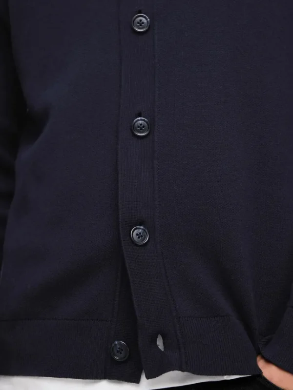 Strik>SELECTED LANGÆRMET POLO CARDIGAN Blue