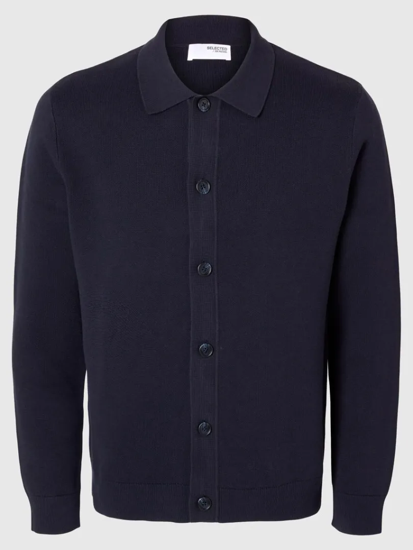 langrmet_polo_cardigan_4-1.webp Strik>SELECTED LANGÆRMET POLO CARDIGAN Blue
