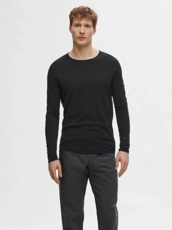 Strik>SELECTED LANGÆRMET PULLOVER Black