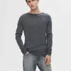 Strik>SELECTED LANGÆRMET PULLOVER Grey