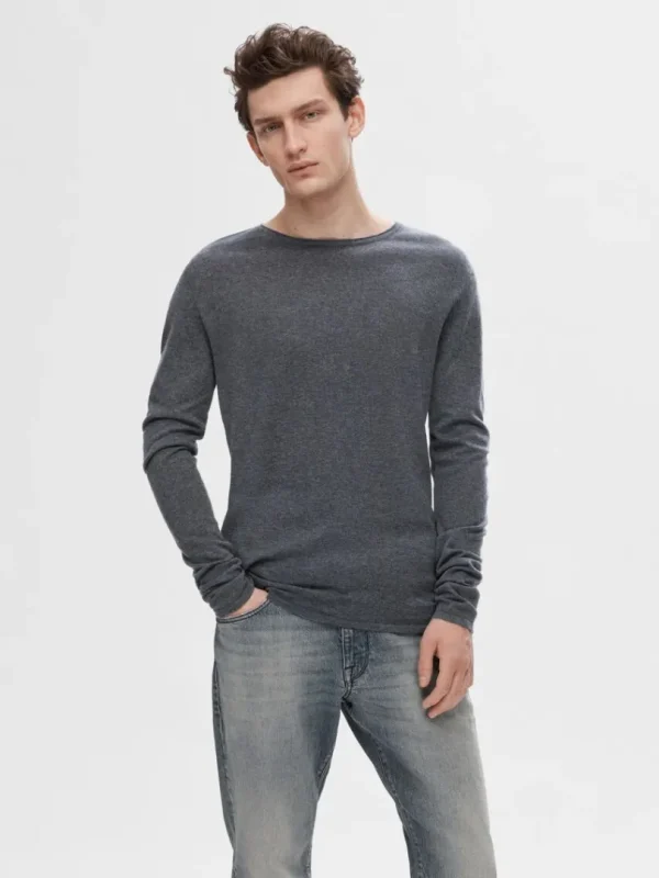 Strik>SELECTED LANGÆRMET PULLOVER Grey