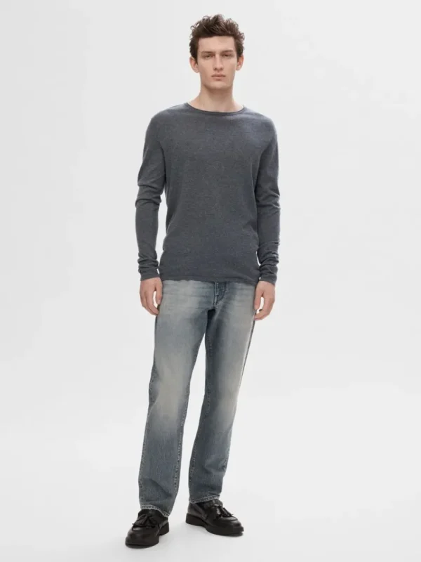 Strik>SELECTED LANGÆRMET PULLOVER Grey