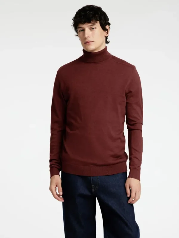 Strik>SELECTED LANGÆRMET RULLEKRAVE PULLOVER Bordeaux