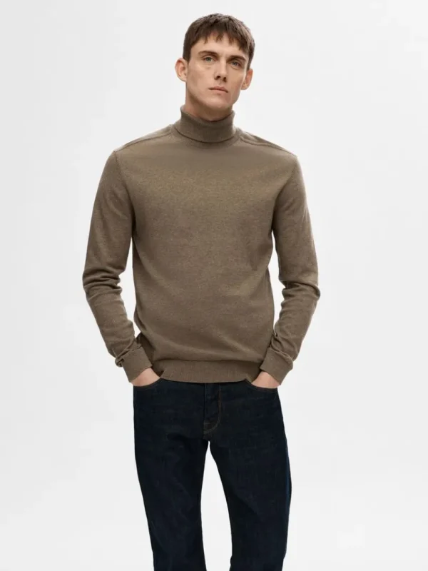 Strik>SELECTED LANGÆRMET RULLEKRAVE PULLOVER Brown