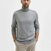 Strik>SELECTED LANGÆRMET RULLEKRAVE PULLOVER Grey