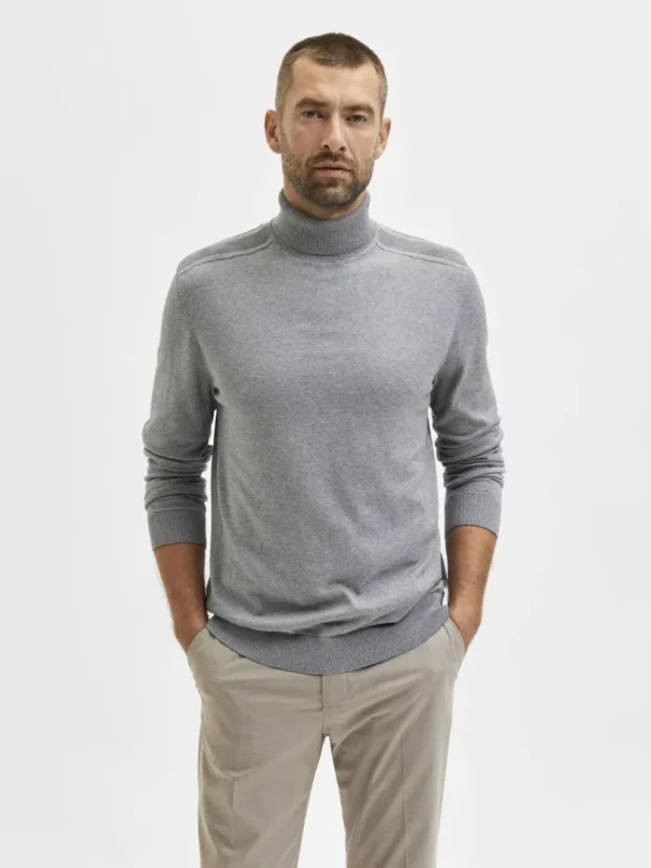 Strik>SELECTED LANGÆRMET RULLEKRAVE PULLOVER Grey