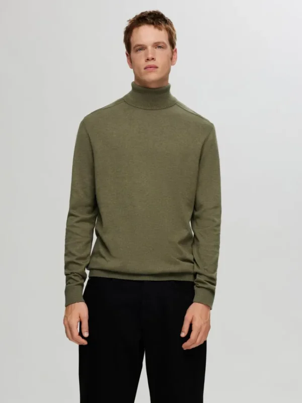 Strik>SELECTED LANGÆRMET RULLEKRAVE PULLOVER Green