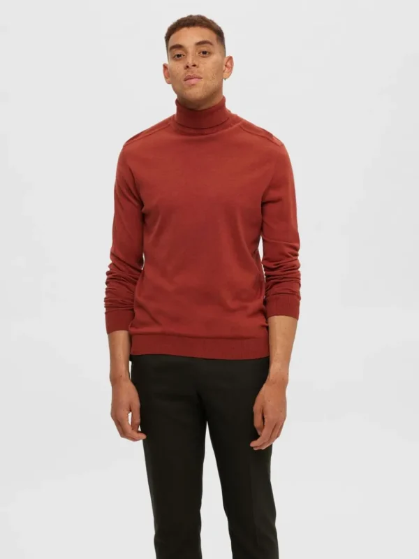 Strik>SELECTED LANGÆRMET RULLEKRAVE PULLOVER Orange
