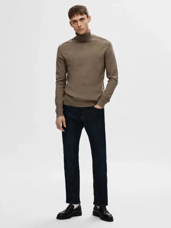Strik>SELECTED LANGÆRMET RULLEKRAVE PULLOVER Brown