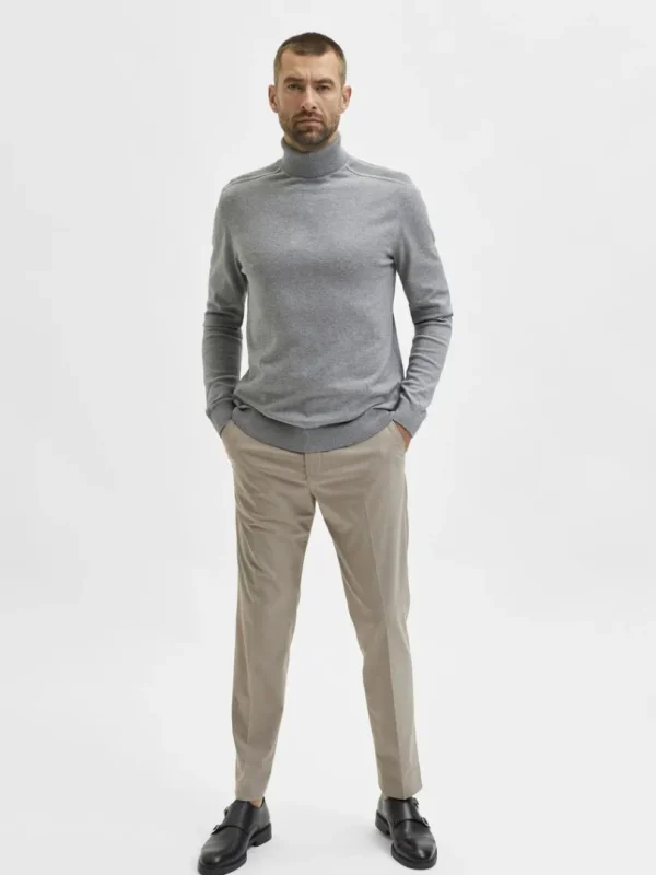 Strik>SELECTED LANGÆRMET RULLEKRAVE PULLOVER Grey