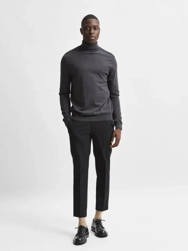 Strik>SELECTED LANGÆRMET RULLEKRAVE PULLOVER Grey